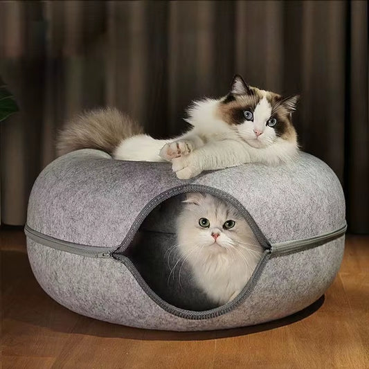 Donut Cat Bed Pet Cat Tunnel Interactive Game Toy Cat Bed Dual-Use Spliceable Double-Layer Composite Structure Universal